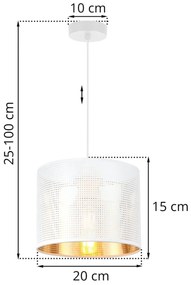 Závesné svietidlo Asti0, 1x biele PVC tienidlo, (fi 20cm), g, w