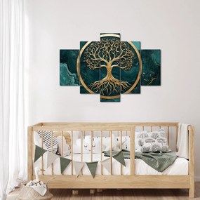 Obraz – Zlatý strom života v mramore (150x105 cm)