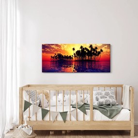 Obraz ostrovu pri západe slnka (120x50 cm)