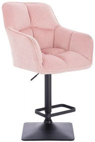 LuxuryForm Barová stolička AMALFI VELUR na čiernej hranatej podstave - ružová