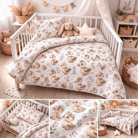 Mušelínové obliečky Kačičky TiaHome - Detský set 130x90cm + 65x45cm