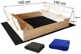 Detské uzatvárateľné pieskovisko s lavičkami 140 x 140 cm