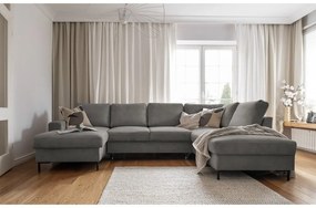 Sivá menčestrová rozkladacia rohová pohovka (pravý roh) Lofty Lilly – Miuform