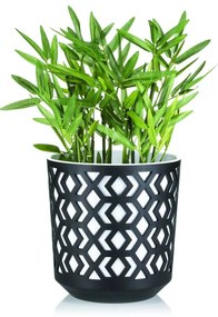 PLASTOVÝ KVETINÁČ ETNIC SADA 2KS 14,8X13,9 CM+20,1X19,5 CM ČIERNA