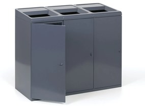 Odpadkový kôš na triedený odpad, 3x108 l, sivý