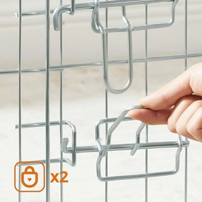 Ohrádka pre malé domáce zvieratá, 8 panelov s dvierkami, strieborná farba