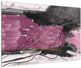 Obraz - Ružovo-čierna abstrakcia (90x60 cm)
