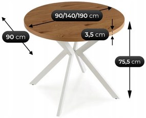 Stôl RENO 90–190 cm Dub Zlatý/Biely