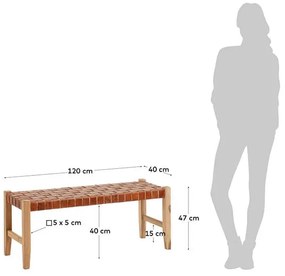 Kožená lavica calixta 120 cm hnedá MUZZA