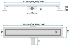 Rea Neox Pro, odtokový žľab 100 cm s rotačným sifónom, zlatá matná, REA-G2738