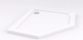 Päťuholníkový sprchovací kút REA DIAMOND 80x80 cm, čierny matný/transparent + vanička Diamond biela