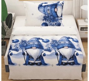 Mikroplyšové obliečky GNOMLI bielo-modré Rozmer obliečky: 70 x 90 cm | 140 x 220 cm