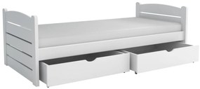 Detská posteľ z masívu borovice URŠULA so šuplíkmi - 200x90 cm - BIELA