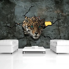 Fototapeta - Jaguar za múrom (152,5x104 cm)