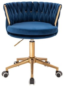 LuxuryForm DESIGN Stolička LYON VELUR na zlatej podstave s kolieskami - modrá