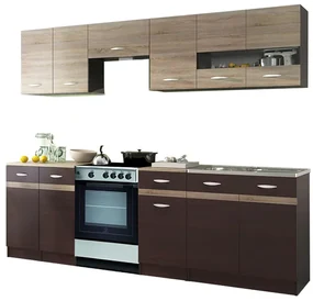 Kuchyňa Lenna 240 cm dub sonoma tmavá + dub sonoma svetlá. Vlastná spoľahlivá doprava až k Vám domov. 787140