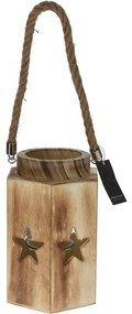 Drevený lampáš Paulownia Star, 14 x 16 x 23 cm