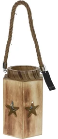 Drevený lampáš Paulownia Star, 14 x 16 x 23 cm