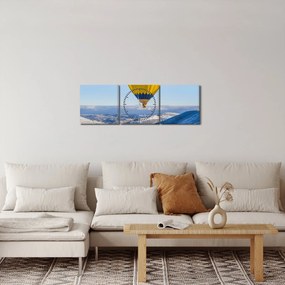 Obraz - Let nad zimnou krajinou (s hodinami) (90x30 cm)