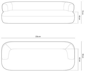Hnedá pohovka z textílie bouclé 226 cm Jenny – Micadoni Home