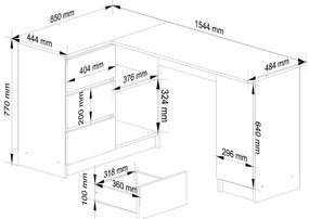 Rohový PC stolík Bevin (dub sonoma + biela) (L). Akcia -20%. Vlastná spoľahlivá doprava až k Vám domov. 1128561