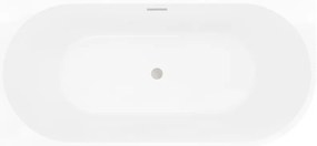 Mexen Silo, rohová voľne stojaca ryhovaná vaňa, ľavá, 170 x 80 cm, biela lesklá, oceľový prepad, 52891708000L-97