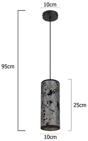 Luster na lanku AVALO 1xE27/60W/230V šedá/čierna