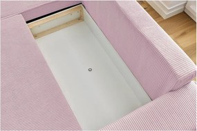 Ružová menčestrová rozkladacia rohová variabilná pohovka Nihad – Bobochic Paris