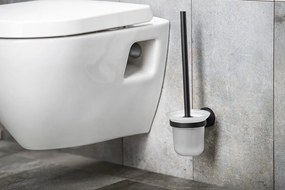 Aqualine, SAMBA WC kefa nástenná, mliečne sklo, čierna, SB208