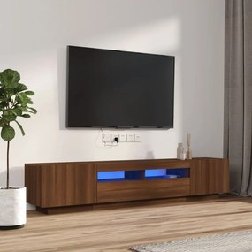 2-dielna súprava TV skriniek s LED hnedý dub spracované drevo
