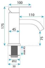 Rea Ontario, umývadlová batéria h-175, medená matná, REA-B0970