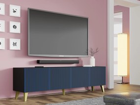 TV skrinka/stolík F 4D 200 Rowanna (čierna + tmavomodrá + zlatá). Akcia -22%. Vlastná spoľahlivá doprava až k Vám domov. 1125083