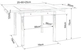 Rozkladací jedálenský stôl 80-131 cm Gerardo (krémová + chrómová) (pre 4 až 6 osôb). Vlastná spoľahlivá doprava až k Vám domov. 1050190