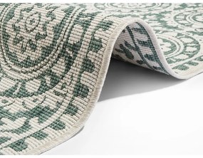 Zeleno-krémový vonkajší koberec NORTHRUGS Jardin, 80 x 250 cm