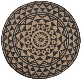 Okrúhly jutový koberec ⌀ 120 cm béžová/čierna ALAKIR Beliani