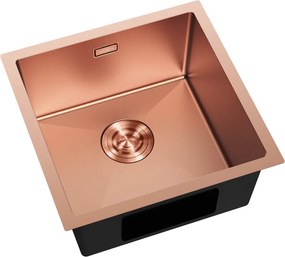 Mexen Trixo, 1-komorový nerezový drez 440 x 440 mm, brúsená meď, 6413441000-65
