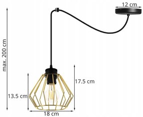 Závesné svietidlo Nuvola spider 1, 1x zlaté drôtené tienidlo