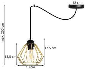 Závesné svietidlo NUVOLA SPIDER 1, 1x zlaté drôtené tienidlo