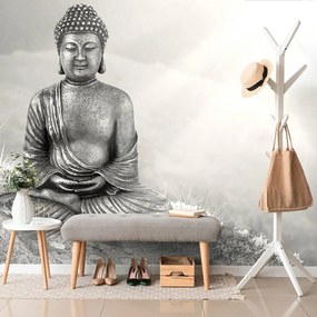 Tapeta čiernobiely Buddha v meditačnej polohe
