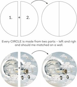 Samolepka do detskej izby lietadlo v kruhu M
