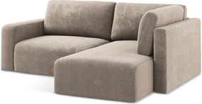 Béžová ženilková rozkladacia/s úložným priestorom rohová pohovka (pravý roh/do L) Kona – Makamii