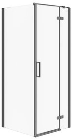 Cersanit Jota, rohový sprchovací kút 80 (dvere pravé) x 80 (stena) x 195 cm, 6mm číre sklo, čierny profil, S160-008