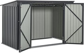 Kovový prístrešok, 3 popolnice, výklopné veko, 200×105×128cm