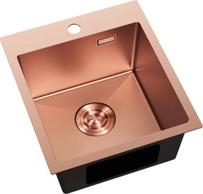 Mexen Solix, 1-komorový nerezový drez 400 x 450 mm, brúsená meď, 6401401000-65