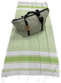 Štýlový set plážovej tašky + osušky HAMAM 75 x 150 cm, zelený