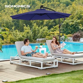 SONGMICS Záhradný LED slnečník Lucra II tmavomodrý