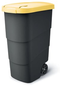 Záhradná nádoba s odolnými kolieskami, 90 l, žltá / antracit