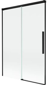 Mexen Rox, 2-krídlová posuvná vaňová zástena 120 x 150 cm, 8mm číre sklo, čierny matný profil, 8C9-120-001-70-00