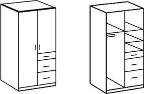 Šatníková skriňa bez zrkadla Click, 91 cm, biela/šedý betón
