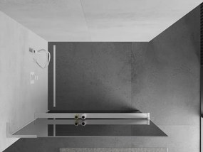 Mexen Kioto+ L, sprchová zástena Walk-In s poličkou a vešiakom 70 x 200 cm, 8mm sklo vzor zrkadlo, biely profil, 800-070-123-20-50